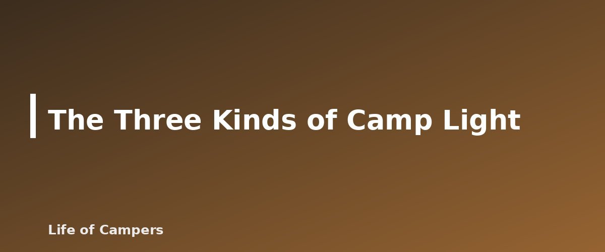 The Three Kinds of Camp Light - illustration for Camping Lighting: Lanterns, Headlamps and Battery Options