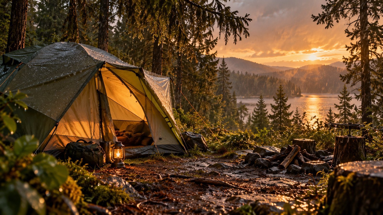 Set Up Camp So Everything Stays Dry - camping illustration
