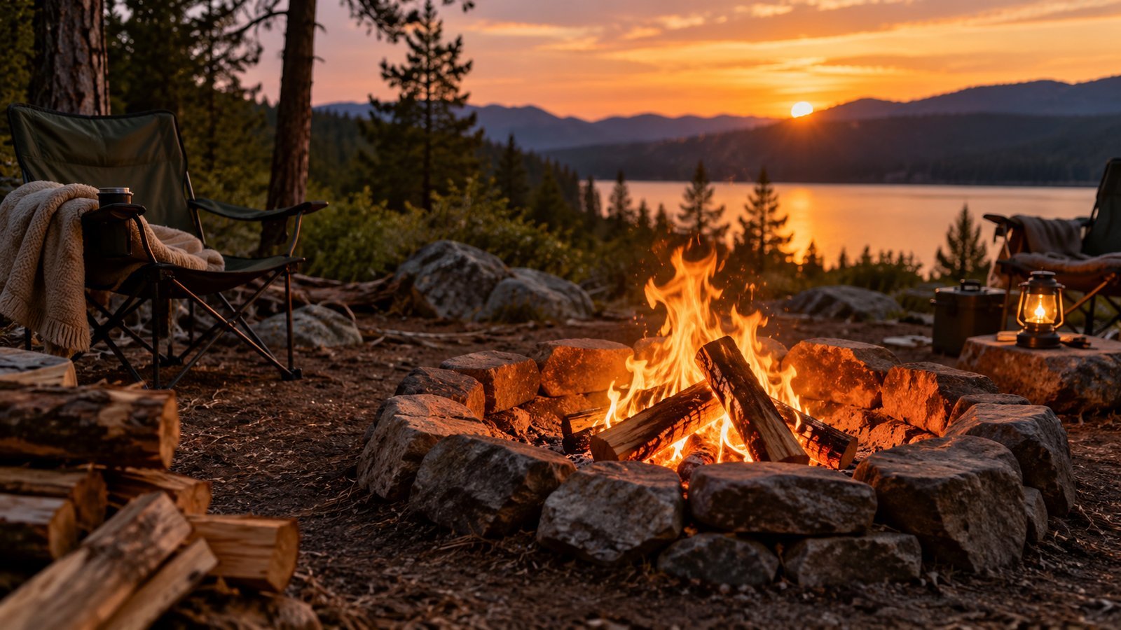 Build the Fire the Safe Way - camping illustration