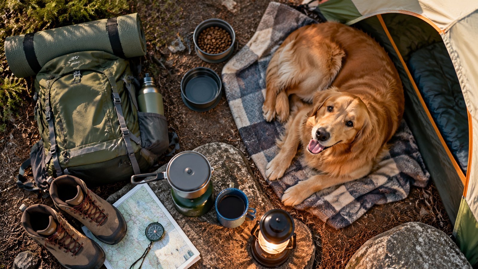 Prepare Your Dog Before You Go - camping illustration