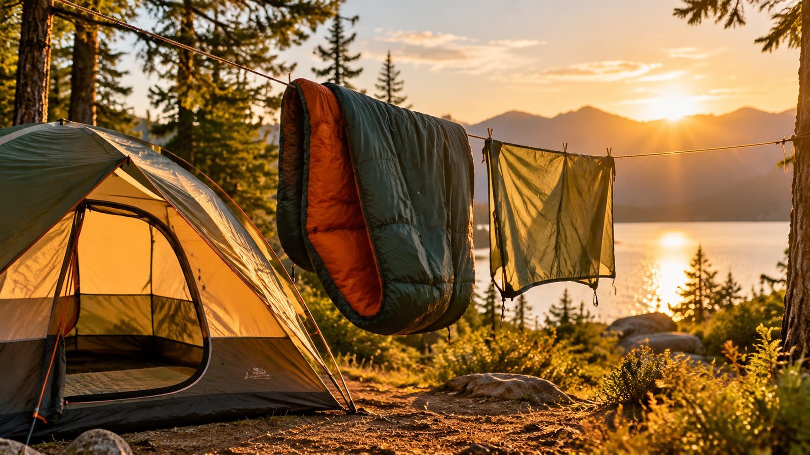 How to Dry and Store a Sleeping Bag - camping illustration