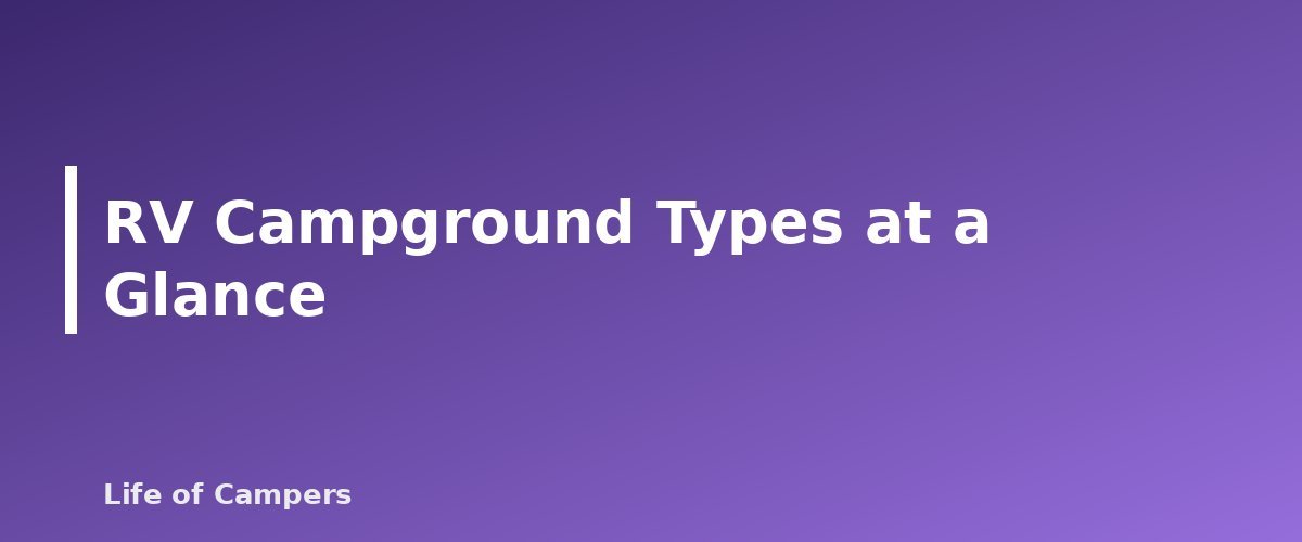 RV Campground Types at a Glance - section banner for Types of RV Campgrounds Explained